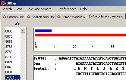 screenshot of sequence search